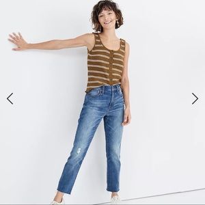 Madewell The High-Rise Slim Boyjean in Dover Wash: Raw-Hemmed Edition Sz 32